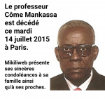 Carnet : Le Professeur Côme Mankassa tire sa révérence. Carnet : Le Professeur Côme Mankassa tire sa révérence.